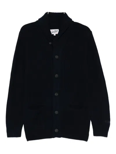 Mc2 Saint Barth Buttoned Shawl-collar Cardigan In Blue