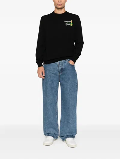 Mc2 Saint Barth Embroidery Crew Neck Jumper In Black
