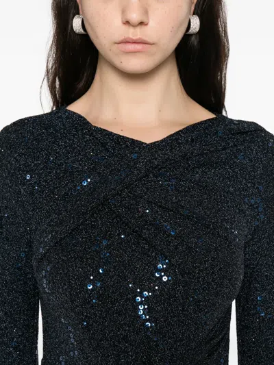 Talbot Runhof Sequin-embellished Twisted Jumpsuit In Blue