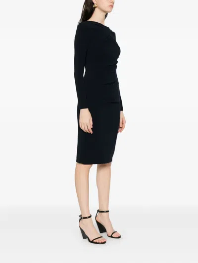 Talbot Runhof Draped Long-sleeve Dress In Black