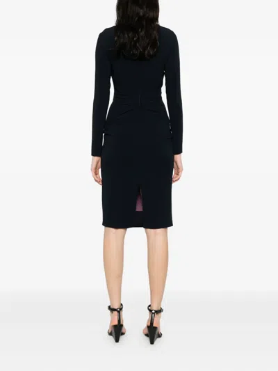 Talbot Runhof Draped Long-sleeve Dress In Black