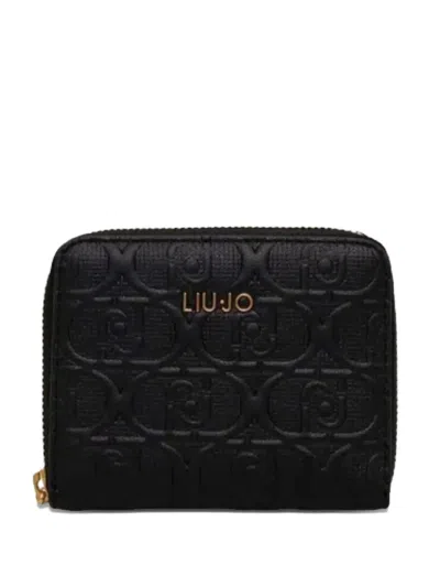 Liu •jo Embossed Zip-around Wallet In Black