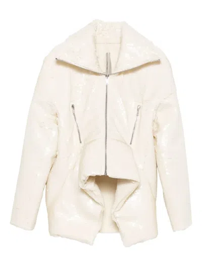 Rick Owens Sequin-embellished Bomber Jacket In White
