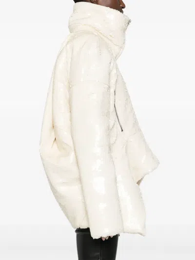 Rick Owens Sequin-embellished Bomber Jacket In White