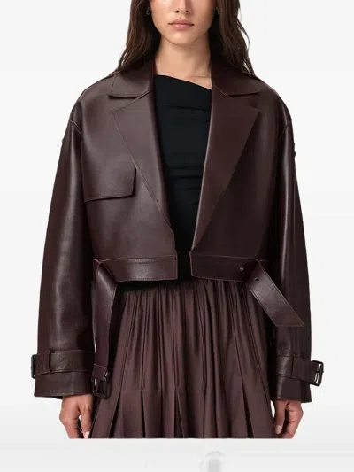 Allsaints Ophelia Bonded Leather Jacket In Purple