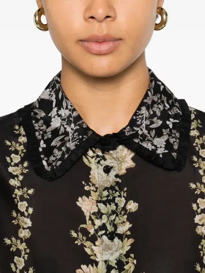 Alice And Olivia Martel Flutter Sleeve Blouse Free Falling In Black