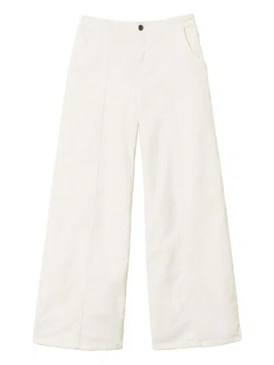 Twinset White Pants With Belt Loops In Ribbed Velvet Woman In White