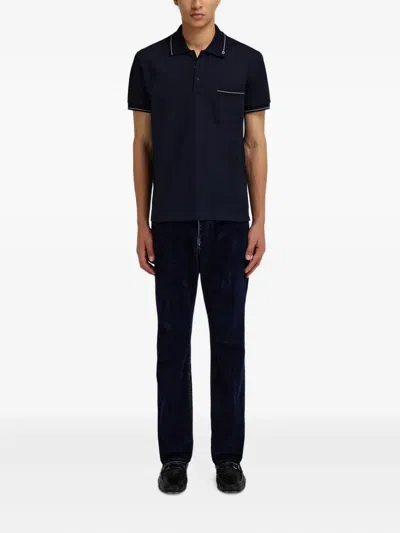 Ferragamo Gancini Pocket Trim Polo Shirt In Black