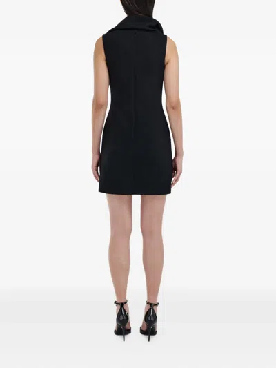 Ferragamo Asymmetric Neck Minidress In Black