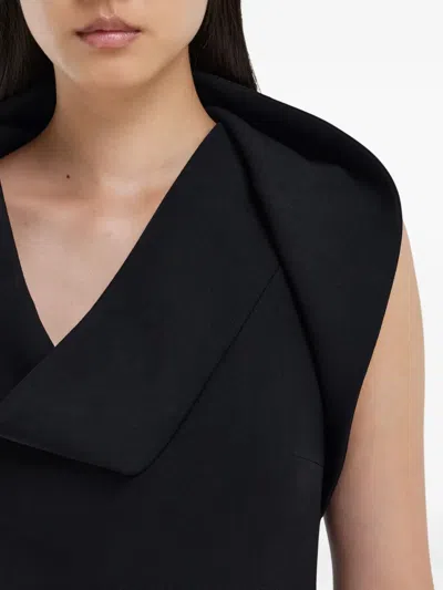 Ferragamo Asymmetric Neck Minidress In Black