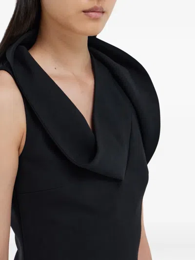 Ferragamo Asymmetric Neck Minidress In Black