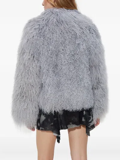 Misbhv Long-sleeve Fur Coat With Pockets In Gray