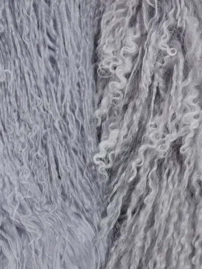 Misbhv Long-sleeve Fur Coat With Pockets In Gray