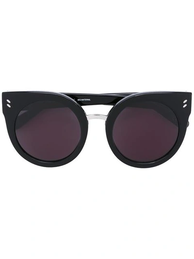 Stella Mccartney Rounded Cat Eye Sunglasses In Black/smoke Solid