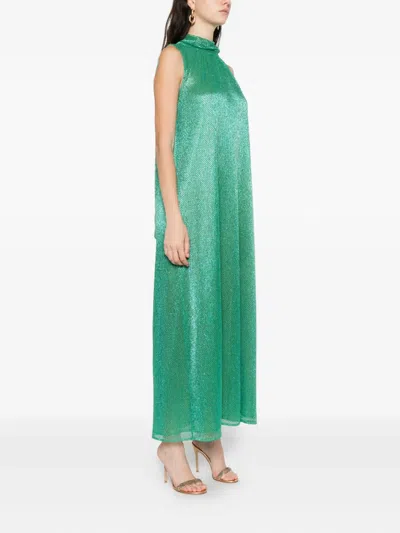 Talbot Runhof High-neck Sleeveless Dress In Green