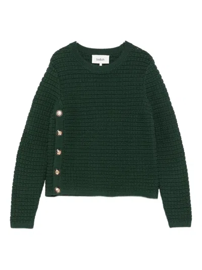 Ba&sh Button-detail Round-neck Sweater In Green