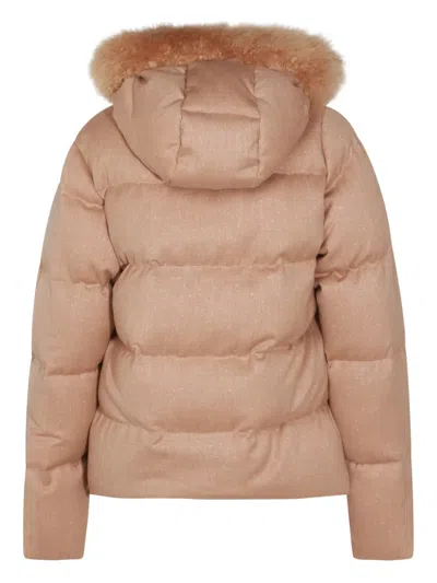 Eleventy Insulated Jackets With Fur Trim Hood In Brown