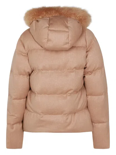 Eleventy Insulated Jackets With Fur Trim Hood In Brown