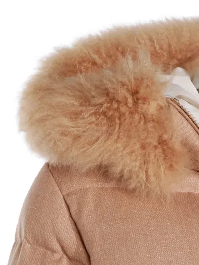 Eleventy Insulated Jackets With Fur Trim Hood In Brown