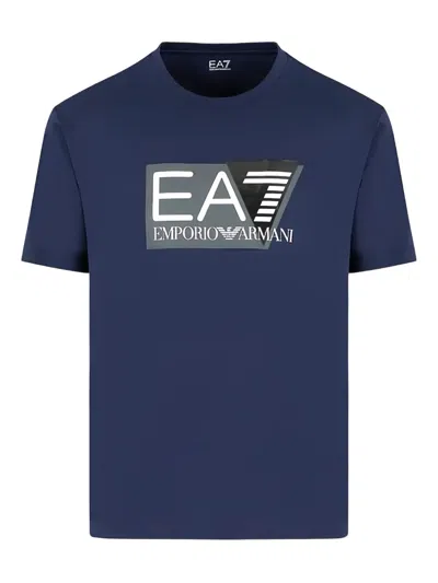 Ea7 Logo T-shirt In Blue
