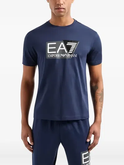 Ea7 Logo T-shirt In Blue