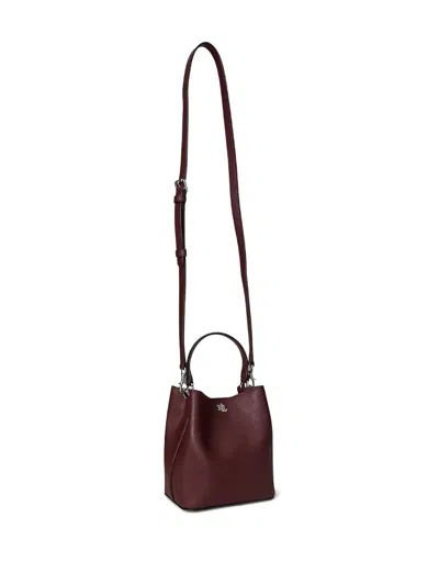 Ralph Lauren Reese Logo-plaque Top-handle Bucket Bag In Burgundy
