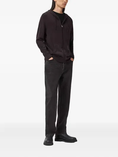 Allsaints Mode Merino Wool Slim Fit Full Zip Hoodie In Brown