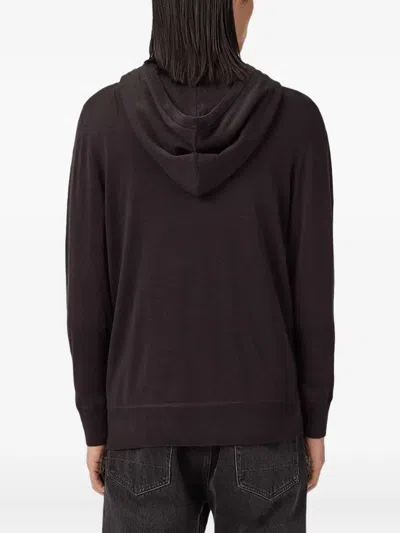 Allsaints Mode Merino Wool Slim Fit Full Zip Hoodie In Brown