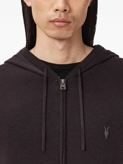 Allsaints Mode Merino Wool Slim Fit Full Zip Hoodie In Brown