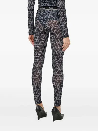 Patrizia Pepe Logo Waistband Patterned Trousers In Gray