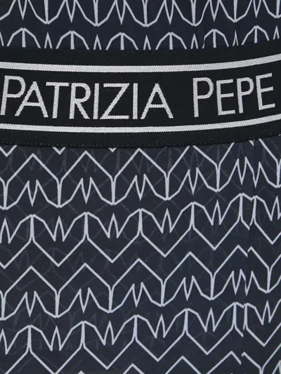 Patrizia Pepe Logo Waistband Patterned Trousers In Gray