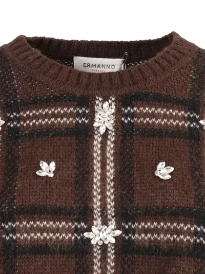 Ermanno Scervino Finely Knit Sweater With Classic Crew Neckline In Multi