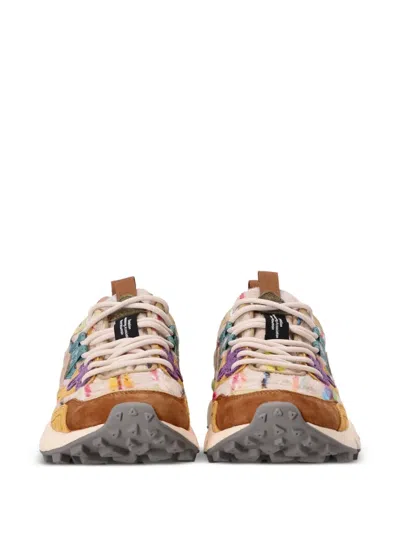 Flower Mountain Patchwork Leather Sneakers In Blue