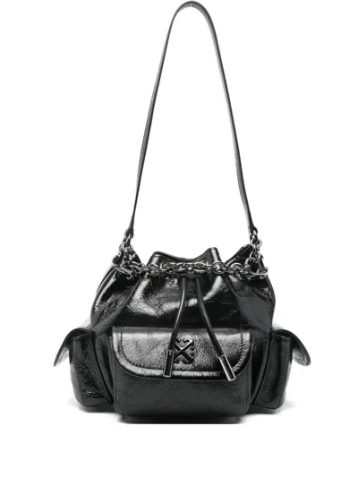 Off-white Chain Strap Bucket Bag Pockets In Black