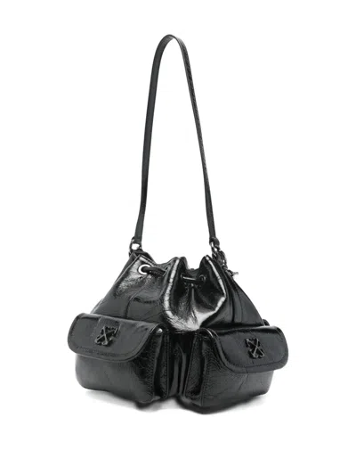 Off-white Chain Strap Bucket Bag Pockets In Black