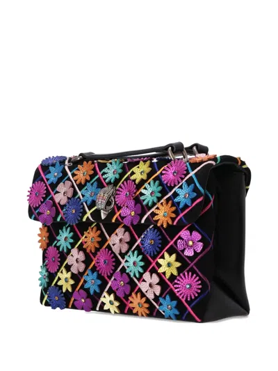 Kurt Geiger Floral-embroidered Clutch Bag In Black