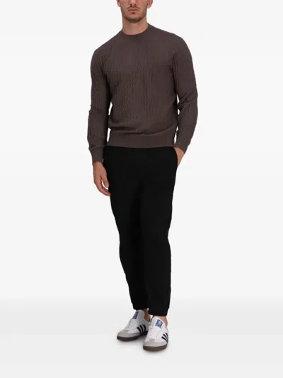 Armani Exchange Wavy Ribbed Sweater In Brown