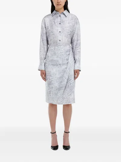 Ferragamo Alligator-print Mini Skirt In White