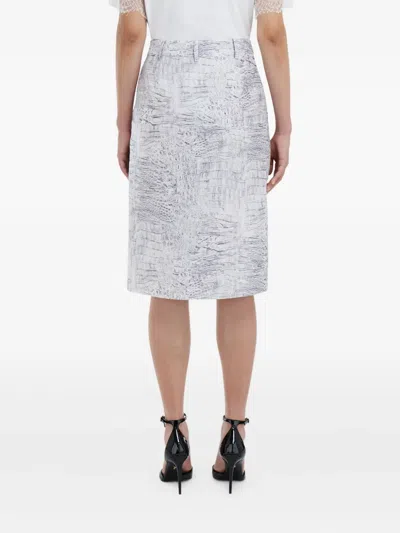 Ferragamo Alligator-print Mini Skirt In White