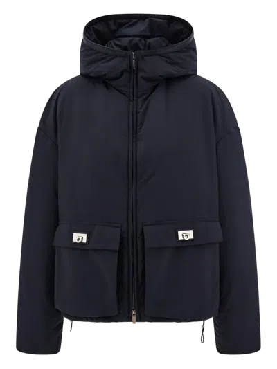 Ferragamo Hooded Jacket In Blue