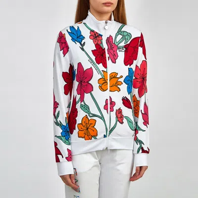 Ea7 Floral Pattern Casual Coat In White