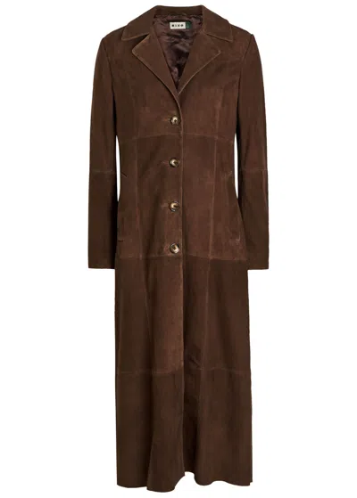 Rixo London Astraea Paneled Suede Coat In Brown