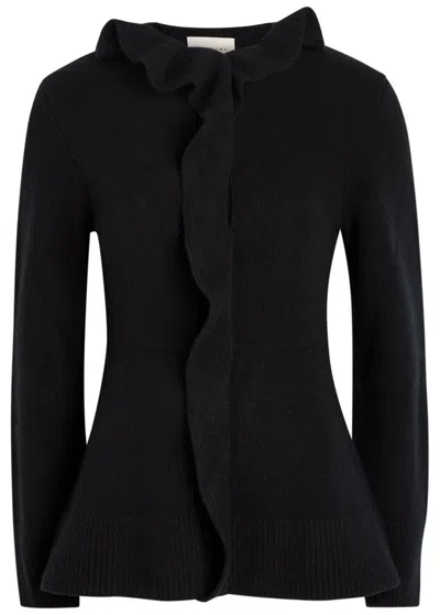 Liberowe Ruffled Wool Cardigan In Black
