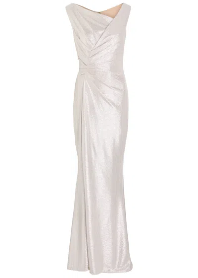 Talbot Runhof Draped Lamé Gown In Neutral