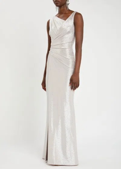 Talbot Runhof Draped Lamé Gown In Neutral