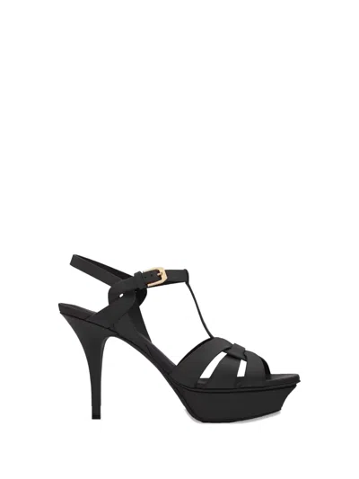 Saint Laurent High Heel Strappy Platform Pumps In Multi