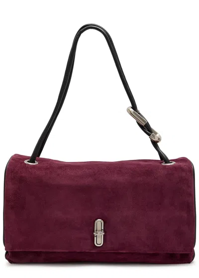 Marc Jacobs Rectangular Suede Shoulder Bag With Adjustable Strap In Pink