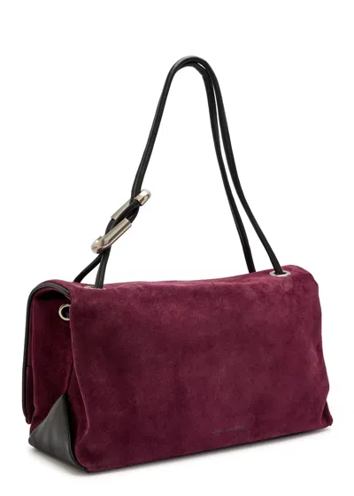 Marc Jacobs Rectangular Suede Shoulder Bag With Adjustable Strap In Pink