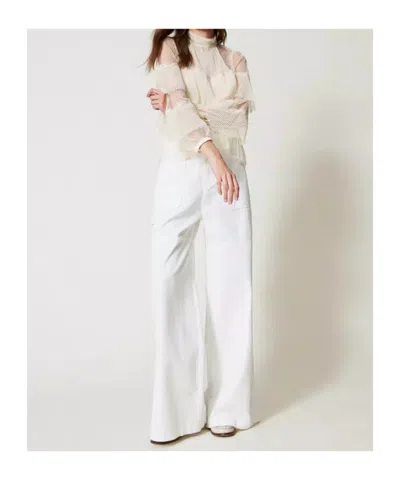 Twinset Wide-leg Cargo Jeans In White