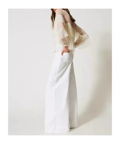 Twinset Wide-leg Cargo Jeans In White